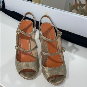 Via spiga gold glitter heels